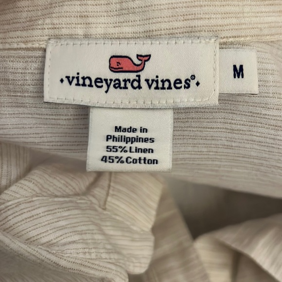 Vineyard Vines striped cream and white linen blend tunic women’s size Medium - Picture 9 of 11